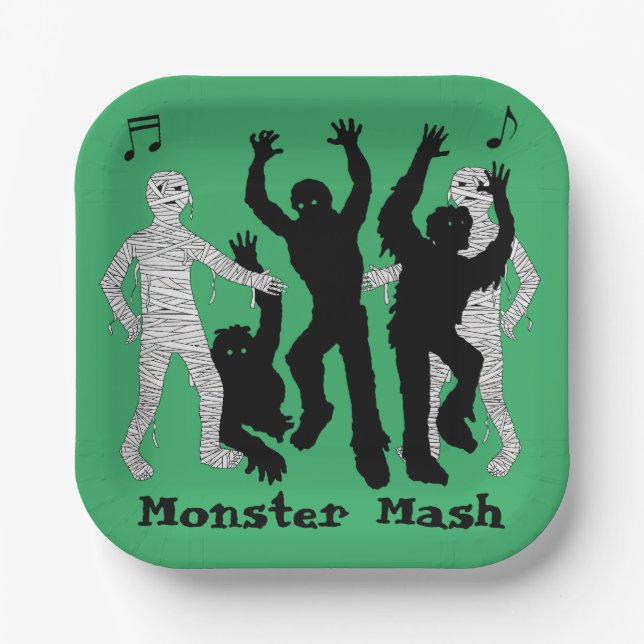 Plato De Papel Halloween Monster Mash Dance Fiesta (Anverso)