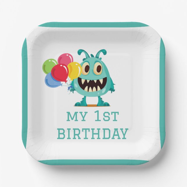 Plato De Papel Halloween/Monstruo/personalizado (Anverso)