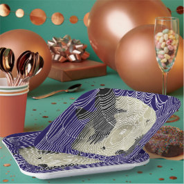 Plato De Papel Halloween Moon Ravens Y Cobwebs