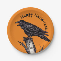 Halloween Naranja Black Raven Crow Dated Gothic