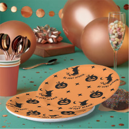 Plato De Papel Halloween Naranja Black Spookkin Bitch