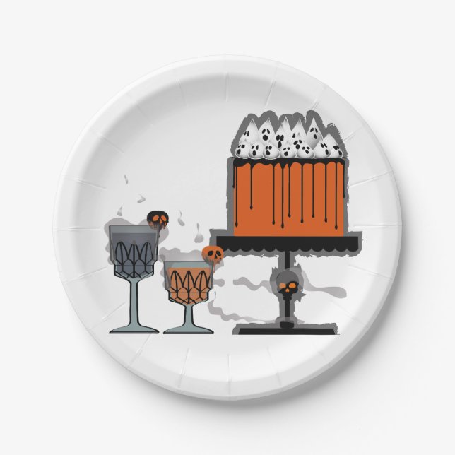 Plato De Papel Halloween Nieve fiesta de manzanas envenenadas bla (Anverso)