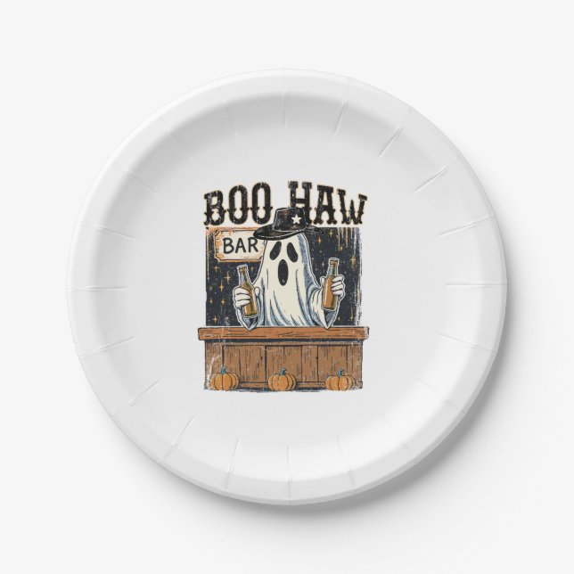 Plato De Papel Halloween Occidental retro de Boo Haw (Anverso)