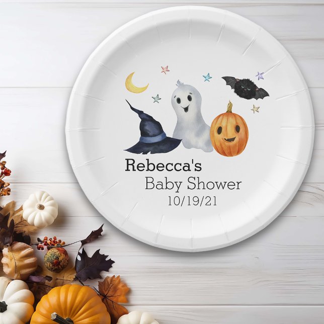 Plato De Papel Halloween Octubre Baby Shower Ghost Boo (Subido por el creador)