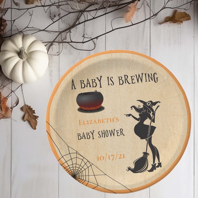 Plato De Papel Halloween Octubre La bebé bruja está preparando du (Subido por el creador)