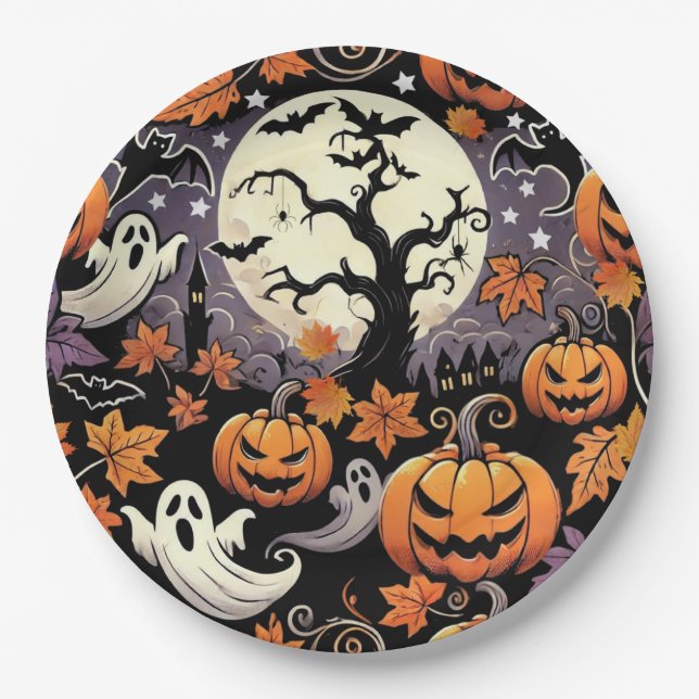 Plato De Papel Halloween/otoño/otoño (Anverso)