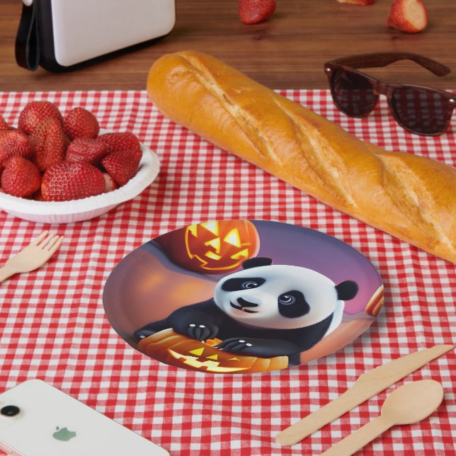 Plato De Papel halloween panda (Picnic)