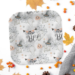 Plato De Papel Halloween Party Cuse Ghost Pumpkin