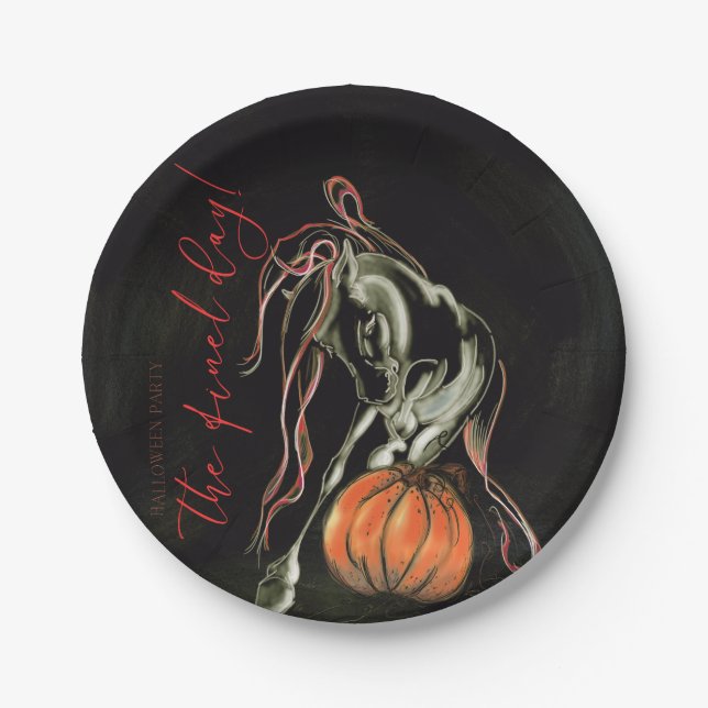 Plato De Papel Halloween Party, Pappteller mit Geisterpferd (Anverso)