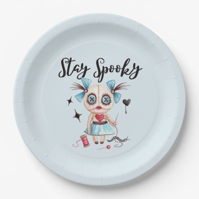 Plato De Papel Halloween Party Plates Spooky Voodoo Doll Decour (Anverso)