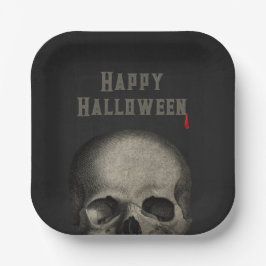 Plato De Papel Halloween Party Spooky Skull
