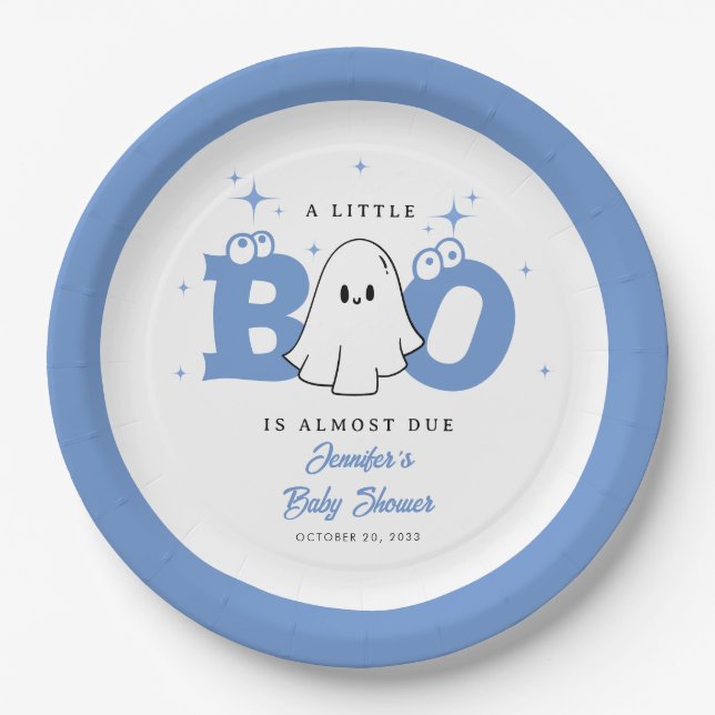 Plato De Papel Halloween Pequeño Boo Aburrido Fantasma Baby Showe (Anverso)