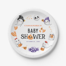 Plato De Papel Halloween Pequeño Boo Fantasmas de Baby Shower