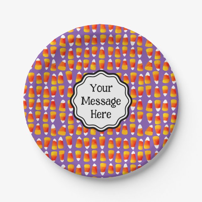 Plato De Papel Halloween personalizado: Crazy Candy Corn (Anverso)