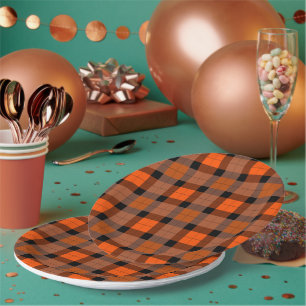 Plato De Papel Halloween Plaid