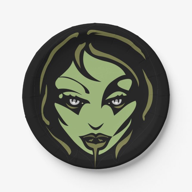 Plato De Papel Halloween Plates de papel festivo de Chicas zombis (Anverso)