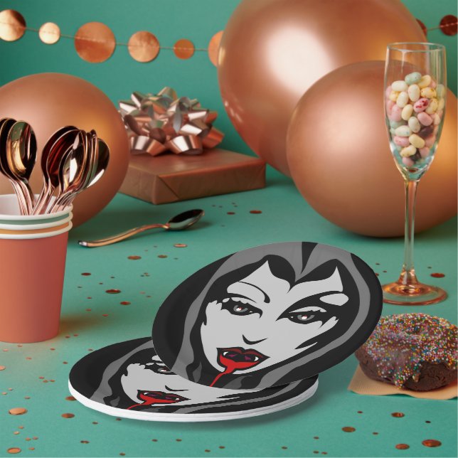 Plato De Papel Halloween Plates de papel festivo para vampiros (Multi)