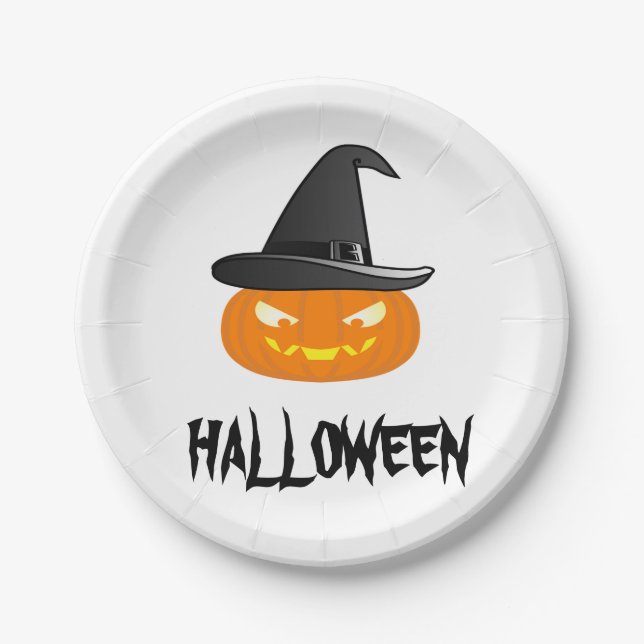 Plato De Papel Halloween Pumkin (Anverso)