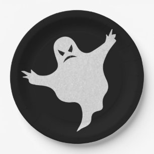 Plato De Papel Halloween, Purpurina fantasma furioso