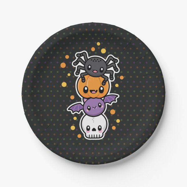 Plato De Papel Halloween Retas placas de papel (Anverso)