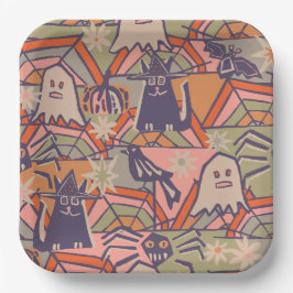 Plato De Papel Halloween retro
