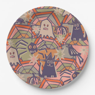 Plato De Papel Halloween retro