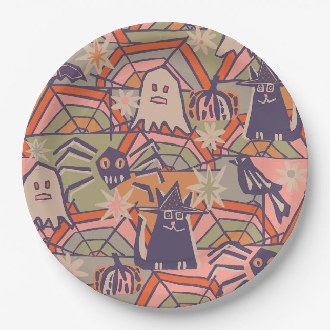 Plato De Papel Halloween retro (Anverso)