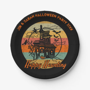 Plato De Papel Halloween Retro Feliz Haunting Haunting
