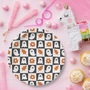 Plato De Papel Halloween Retro Ghosts Niños fantasmas de Pastel