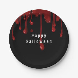 Plato De Papel Halloween Sangre que Gotea