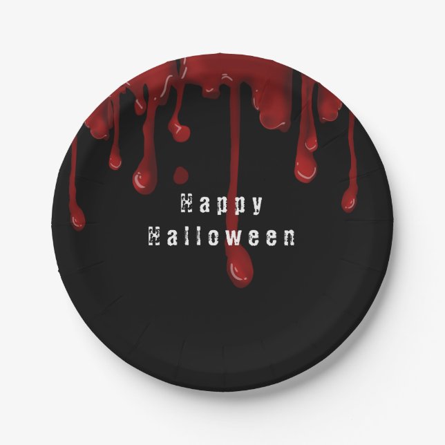 Plato De Papel Halloween Sangre que Gotea  (Anverso)