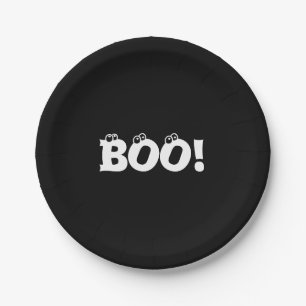 Plato De Papel Halloween Scary Boo! globos oculares blanco negro