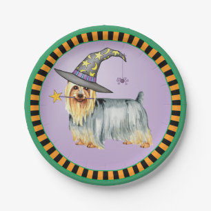 Plato De Papel Halloween Silky Terrier