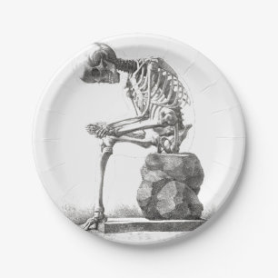 Plato De Papel Halloween Skeleton Sitting Anatomy