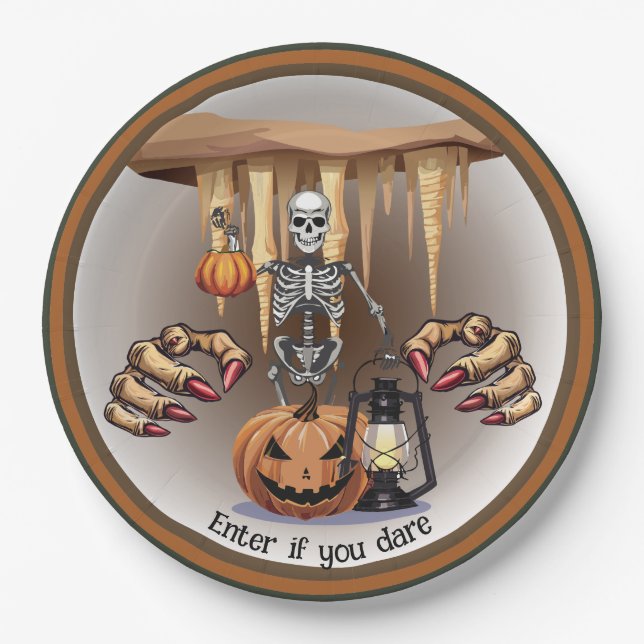 Plato De Papel Halloween Skeleton Trick or Trek (Anverso)