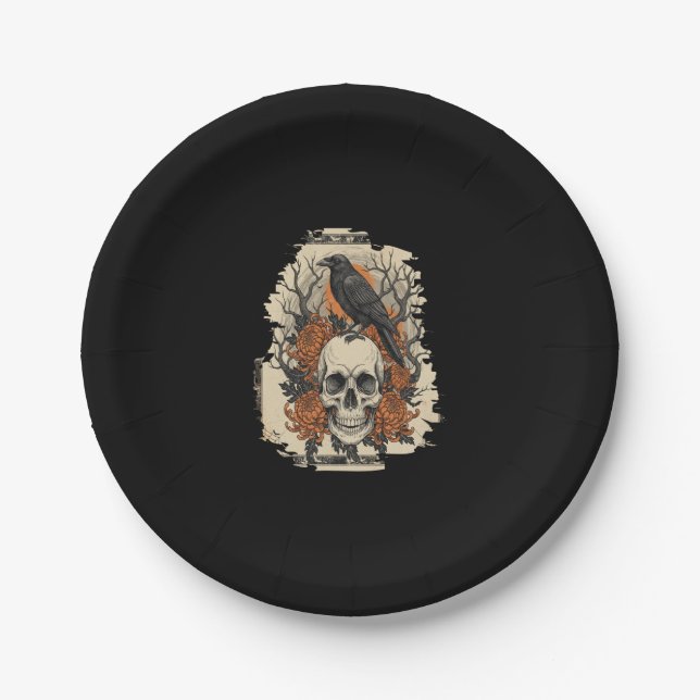 Plato De Papel Halloween Skull (Anverso)