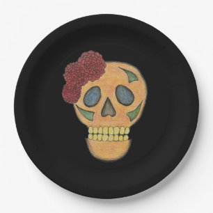 Plato De Papel Halloween Skull Día Gótico de los Muertos