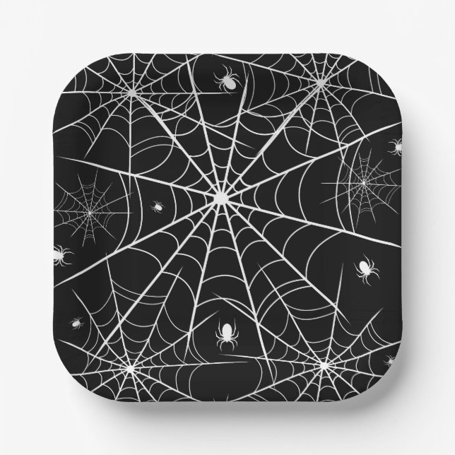Plato De Papel Halloween Spider Web (Anverso)