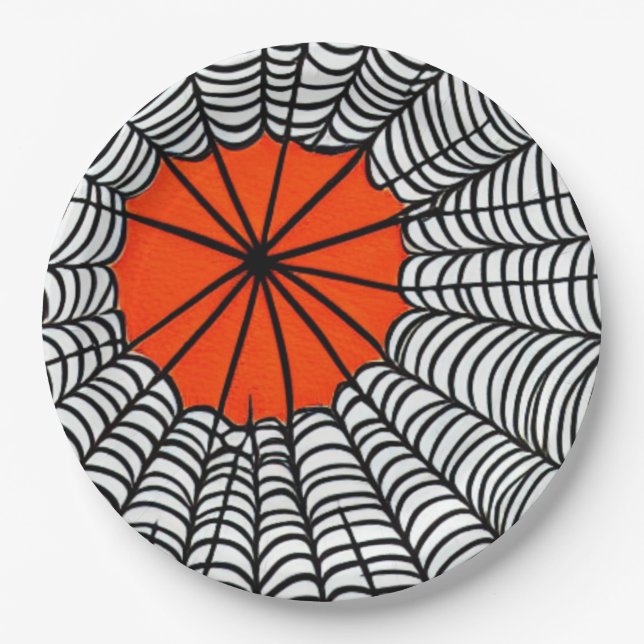 Plato De Papel Halloween Spider Web (Anverso)