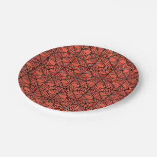 Plato De Papel Halloween Spider Webs on Orange