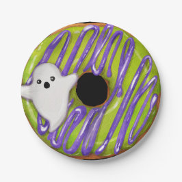 Plato De Papel Halloween Spookan Ghost Green Donut