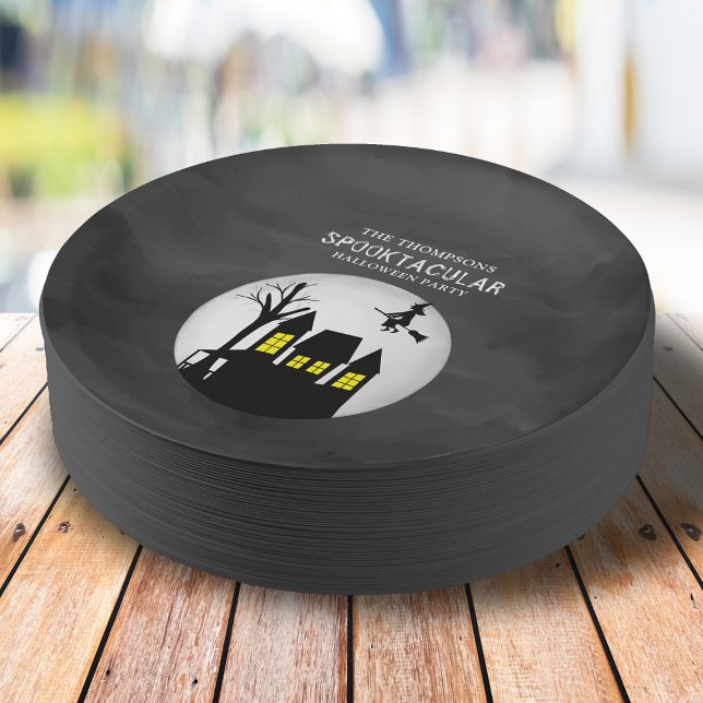 Plato De Papel Halloween Spooktacular Spooky Haunty House Witch (Spooky witch Halloween Paper Plates. )