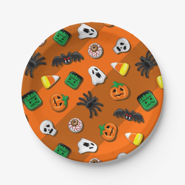 Plato De Papel Halloween Spooky Candies Fiesta (Anverso)