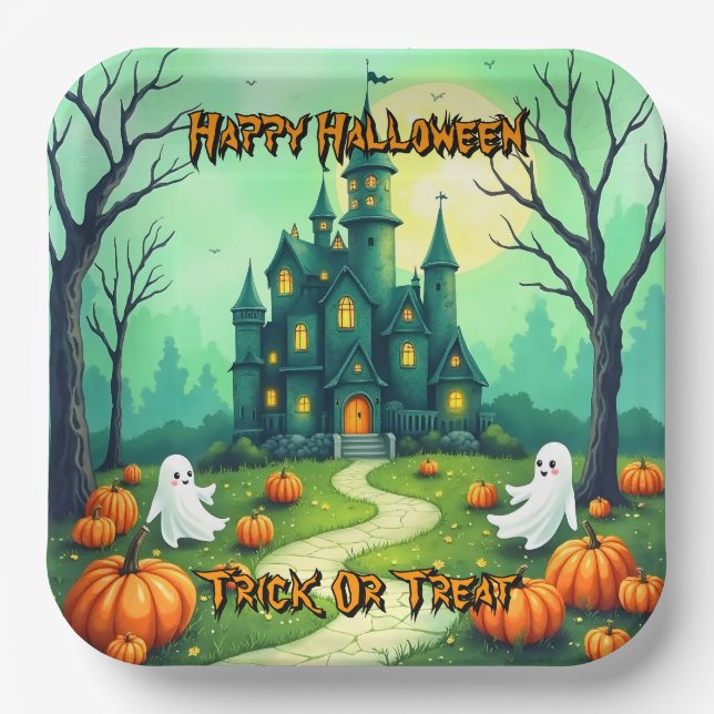 Plato De Papel Halloween Spooky Cute Modern Collection (Anverso)