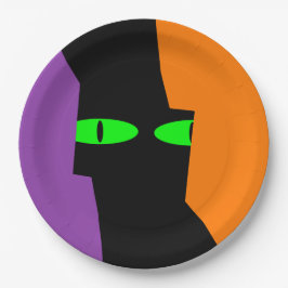 Plato De Papel Halloween Spooky Kooky Black Cat Eyes