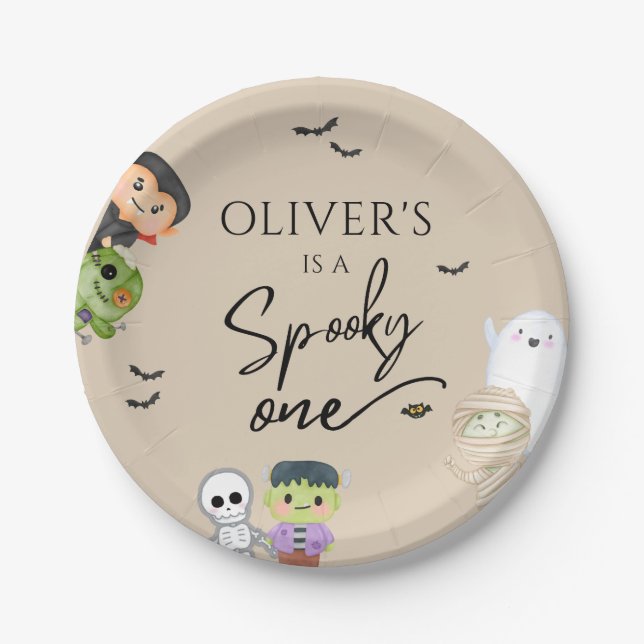 Plato De Papel Halloween Spooky One Birday (Anverso)