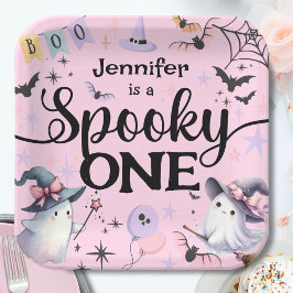 Plato De Papel Halloween Spooky One Cute Ghost Primer Fiesta de c
