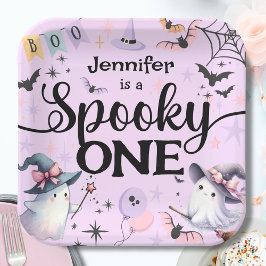 Plato De Papel Halloween Spooky One Cute Ghost Primer Fiesta de c