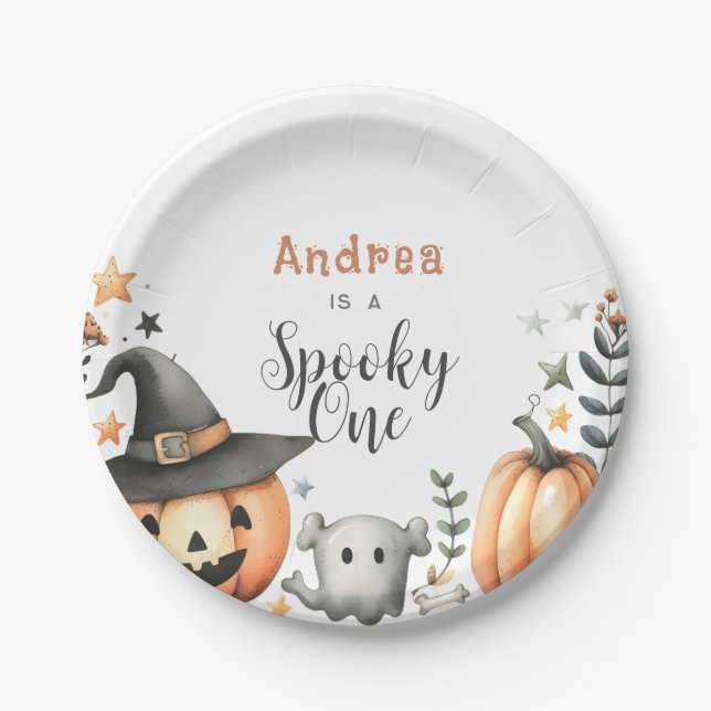 Plato De Papel Halloween Spooky primero uno (Anverso)