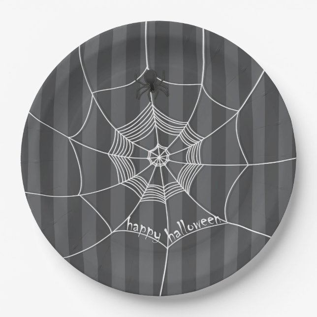 Plato De Papel Halloween Spooky Scary Cute Spider Web (Anverso)